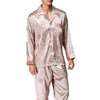 Men Long Sleeve Pajamas Set (Color:Beige Size:L)