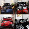 3D Jacquard Weave Bedding Cover + Bed Sheet + Pillow Case, Size:US Queen Size(AB Blactk Cat)