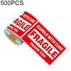 500 PCS Self-adhesive Outer Box English Warning Sticker Fragile Label, Size: 76x127mm