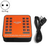 WLX-840 200W 40 Ports USB Digital Display Smart Charging Station AC100-240V, EU Plug (Black+Orange)