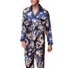 Men Long Sleeve Pajamas Set (Color:Blue Size:XXL)