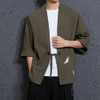 Men Loose Embroidery Hanfu Robe Cardigan, Size:XXL(Green)