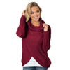 Women Winter Round Neck Pullover (Color:Red Size:One Size)