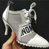 Fine Pointed Toe Personality Canvas High Heels, Shoes Size:39(Gray)