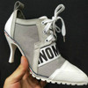 Fine Pointed Toe Personality Canvas High Heels, Shoes Size:39(Gray)