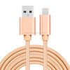 3m 3A Woven Style Metal Head 8 Pin to USB Data / Charger Cable, For iPhone XR / iPhone XS MAX / iPhone X & XS / iPhone 8 & 8 Plus / iPhone 7 & 7 Plus / iPhone 6 & 6s & 6 Plus & 6s Plus / iPad(Gold)