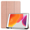 For iPad 10.2 Custer Texture Horizontal Flip Smart TPU Leather Case with Sleep / Wake-up Function & Three-folding Holder & Pen Slot (Rose Gold)