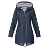 Women Waterproof Rain Jacket Hooded Raincoat, Size:XL(Navy Blue)