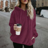 Long-sleeved Hooded Solid Color Women Sweater Coat (Color:Wine Red Size:L)