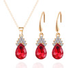 Fashion Diamond Ladies Crystal Zircon Drop Necklace Earring Set(Red)