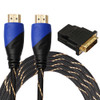 3m HDMI 1.4 Version 1080P Woven Net Line Blue Black Head HDMI Male to HDMI Male Audio Video Connector Adapter Cable with DVI Adapter Set