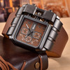 Oulm 3364 Men Square Dial Leather Belt Quartz Watch(Coffee)