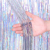 2 PCS Backdrop Curtains Glitter Gold Tinsel Fringe Foil Curtain Birthday Wedding Decoration Adult Anniversary Decor, Size:1*1m(Silver)