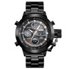 SKMEI 1515 Men Fashion Hip Hop Style Dual Display Electronic Watch Stainless Steel Watch(Black)