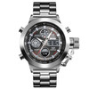 SKMEI 1515 Men Fashion Hip Hop Style Dual Display Electronic Watch Stainless Steel Watch(Silvery)