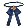 Ladies Retro Style Cloth Fabric Pearl Diamond Brooch Bow Tie Bow Clothing Accessories, Style:Tie Belts Version(Blue)