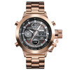 SKMEI 1515 Men Fashion Hip Hop Style Dual Display Electronic Watch Stainless Steel Watch(Rose Gold)