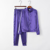 Long Sleeve Round Neck Casual Trousers Sports Suit (Color:Purple Size:S)