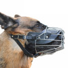 Steel Cage Style Dog Basket Wire Muzzle Protective Snout Cover with Leather Strap, Size: L