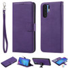 For Huawei P30 Pro Solid Color Horizontal Flip Protective Case with Holder & Card Slots & Wallet & Photo Frame & Lanyard(Purple)