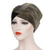 2 PCS Women Beaded Two-color Turban Hat Bright Silk Cloth Hooded Cap(Yellow Brown + Black)