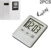 2 PCS Super Thin LCD Digital Screen Kitchen Timer Cooking Count Up Countdown Alarm Magnet Clock(Silver)