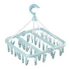 32 Clips Drying Rack Sock Holder Portable Folding Cloth Hanger Rack Clothespin(Light blue)