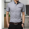 Men Business Shirt Short Sleeves Turn-down Collar Shirt, Size:M(Gray)