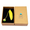 Feather Glass Ball Pendant Bookmark School Stationery Office Supplies(Yellow)