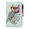 For Galaxy Tab E 8.0 / T377 Glasses Owl Pattern Horizontal Flip Leather Case with Holder & Wallet & Card Slots & Sleep / Wake-up Function & Pen Slot