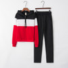 Long Sleeve Sweater Casual Sportswear Suit(Color:Black White Red Size:L)