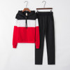 Long Sleeve Sweater Casual Sportswear Suit(Color:Black White Red Size:XL)