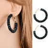 Fashion Zircon Hoop Frosted Earrings for Woman(Blue)