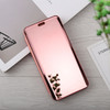 Mirror Clear View Horizontal Flip PU Leather Case for OnePlus 6, with Holder (Rose Gold)