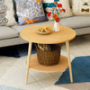 Creative Round Coffee Table Bedside Table Modern Minimalist Double Side Table, Size:60x52cm, Color:Beech