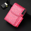 PU Leather Cigarette Case Lighter Case Business Card Case(Stone Pattern Rose Red)