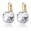 Women Fashion Color Square Stud Earrings Crystal Rhinestone Earring(White)