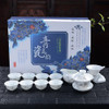 11 in 1 Kung Fu Tea Complete Set Blue And White Porcelain Cups Ceramic Cover Bowl Travel Teaware Set with 8 Tea Cups(Tea Saint)