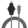 D65A 1.8m DisplayPort In & Mini DP In & USB-C / Type-C In to HDMI 4K Output Video Adapter Cable