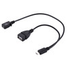 USB 2.0 Micro-B Male to USB 2.0 Micro-B Female Male & USB 2.0 Female Y Splitter OTG Cable, Length: 19 / 30cm, For Samsung / Huawei / Xiaomi / Meizu / LG / HTC and Other Smartphones(Black)