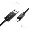 CaseMe 25cm 5V 2.1A Cloth Weave 3D Aluminium Alloy Type-C to USB Data Sync Charging Cable, For Galaxy S8 & S8 + / LG G6 / Huawei P10 & P10 Plus / Xiaomi Mi 6 & Max 2 and other Smartphones(Black)