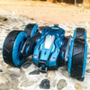 676 2.4GHz 1:24 Wireless Remote Control 360 Degree Rotating Stunt Deformation Four-wheel Drive Children Toy Car(Blue)