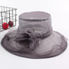 Women Spring and Summer Wide-brim Organza Hat Beach Folding Sun Hat(Gray)