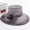 Women Spring and Summer Wide-brim Organza Hat Beach Folding Sun Hat(Gray)