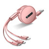 CAFELE 3 In 1 8 Pin + Micro USB + Type-C / USB-C Charging Data Cable, Length: 1.2m(Rose Gold)