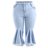 Fashion Women Plus Size Casual Pants(Color:Baby Blue Size:XL)