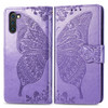 Butterfly Love Flowers Embossing Horizontal Flip Leather Case For Galaxy Note 10 with Holder & Card Slots & Wallet & Lanyard(Lighe purple)