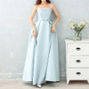 Satin Long Bridesmaid Sisters Skirt Slim Graduation Gown, Size:S(Ice Blue D)