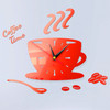 2 Sets Home DIY 3D Stereo Decorative Fashion Coffee Wall Clock Acrylic Mirror Wall Sticker Coffee Clock(Red)