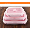 Scaleable Foldable Food-grade Silicone Insulated 3 Boxes Container Bento Box Kit(Pink)